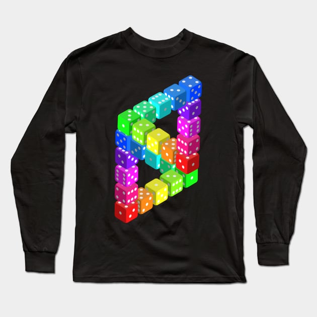 3D Dice Long Sleeve T-Shirt by D1rtysArt